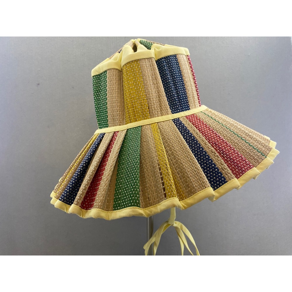 Lorna Murray x Kathy Hilton Capri Sun Hat Multicolor Striped Natural Fiber Sz M - Picture 6 of 9